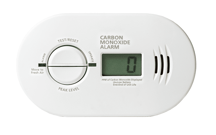 A carbon monoxide alarm on a plain white background