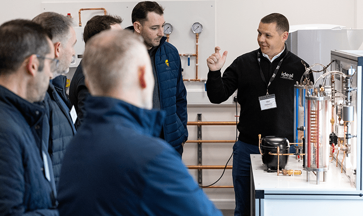 Male trainees in a training centre at Ideal Heating's new training centre at Dalgety Bay near Edinburgh