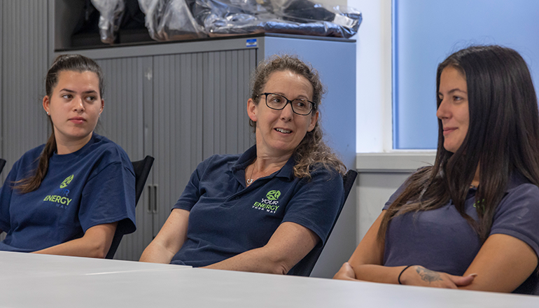 3 female trainees attending a low-carbon programme