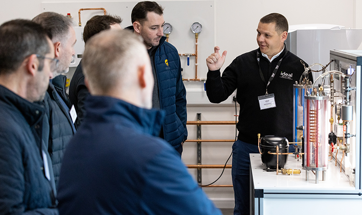Male trainees in a training centre at Ideal Heating's new training centre at Dalgety Bay near Edinburgh